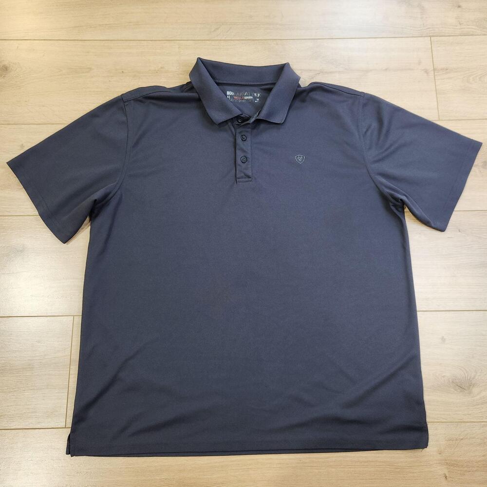 Ariat Polo Shirt Mens XL Gray AriatTEK Heat Series Performance Riding Top